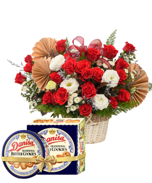 Quà tặng Danisa Set hoa và bánh Danisa 11 cửa hàng hoa tươi