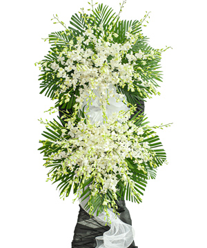 Hoa chia buồn Kệ tang lan thái trắng 1, shop hoa tươi online