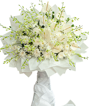 Hoa chia buồn Kệ tang lan thái trắng 3, shop hoa tươi online