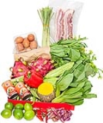 Combo 40 (Rau, củ, đồ hộp, trái cây, trứng, thịt heo)